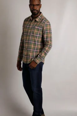 Weird Fish Shirts|Chester Organic Cotton Flannel Check Shirt Celery