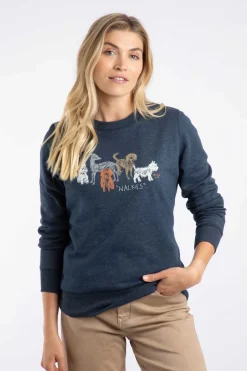 Weird Fish Sweatshirts & Hoodies|Chidham Eco Dog Print Crew Neck Sweatshirt Navy