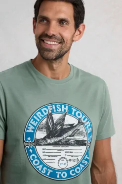 Weird Fish T-Shirts|Coasting Eco Front Print Graphic T-Shirt Dusty Teal