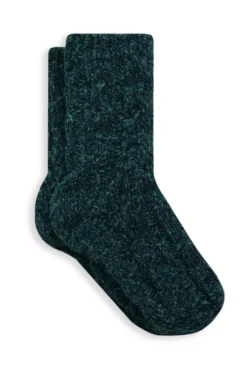 Weird Fish Socks & Tights|Socks & Tights|Colyn Chenille Cable Knit Socks Peacock Blue