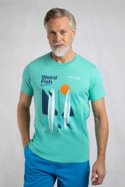 Weird Fish T-Shirts|Coordinates Eco Front Print Graphic T-Shirt Aqua Marine