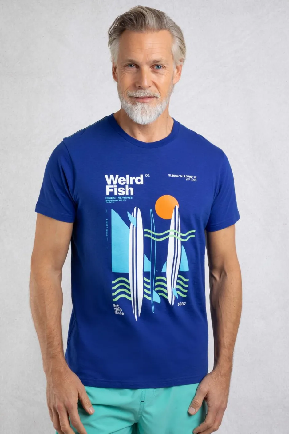 Weird Fish T-Shirts|Coordinates Eco Front Print Graphic T-Shirt Cobalt Blue