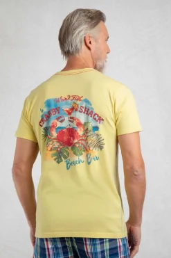 Weird Fish T-Shirts|Crabby Shack Back Print Graphic T-Shirt Lemon
