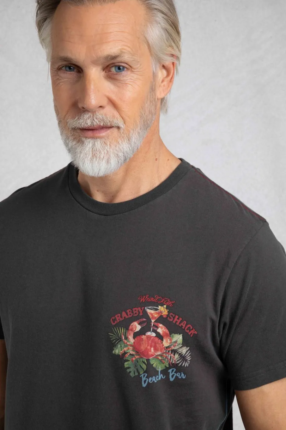 Weird Fish T-Shirts|Crabby Shack Back Print Graphic T-Shirt Washed Black