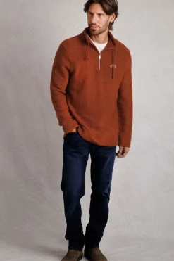 Weird Fish Sweatshirts & Hoodies|Cruiser 1/4 Zip Eco Macaroni Sweatshirt Brick Red