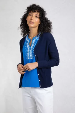 Weird Fish Jumpers & Cardigans|Knitwear|Curran Lightweight Cardigan Navy
