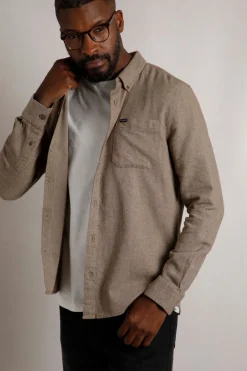 Weird Fish Shirts|Curzon Organic Cotton Button Down Flannel Shirt Nut