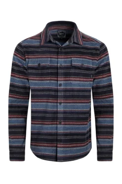 Weird Fish Shirts|Cypress Striped Fleece Shirt Midnight