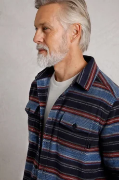 Weird Fish Shirts|Cypress Striped Fleece Shirt Midnight
