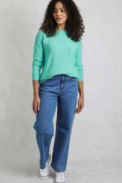Weird Fish Jumpers & Cardigans|Knitwear|Dalla Knitted Crew Neck Jumper Aqua Marine
