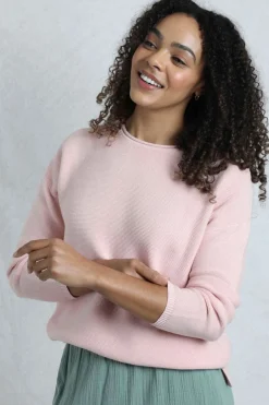 Weird Fish Jumpers & Cardigans|Knitwear|Dalla Knitted Crew Neck Jumper Pink