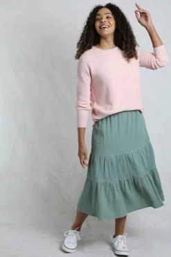 Weird Fish Jumpers & Cardigans|Knitwear|Dalla Knitted Crew Neck Jumper Pink