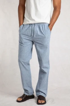 Weird Fish Trousers & Jeans|Danny Lightweight Summer Trousers Denim