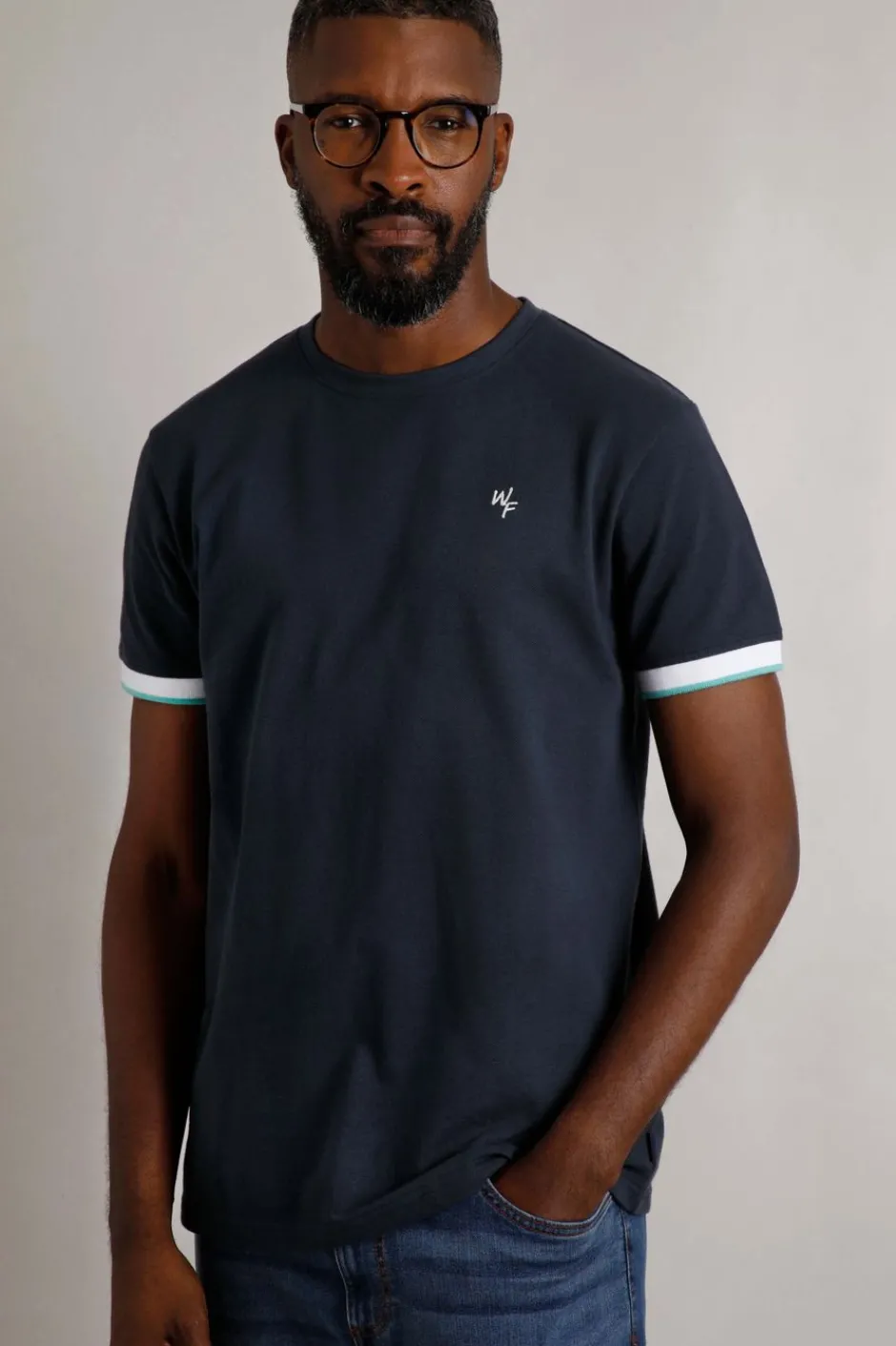 Weird Fish T-Shirts|Danville Organic Cotton Pique T-Shirt Navy