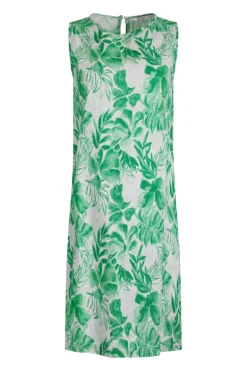 Weird Fish Dresses|Linen|Dayna Linen Rich Printed Shift Dress Evergreen