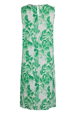 Weird Fish Dresses|Linen|Dayna Linen Rich Printed Shift Dress Evergreen