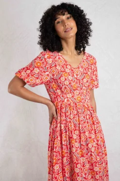 Weird Fish Dresses|Dilsha LivaEco™ Printed Viscose Midi Dress Tango Red
