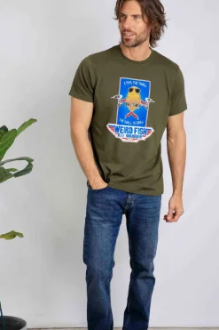 Weird Fish T-Shirts|Diy Warrior Front Print Artist T-Shirt Deep Lichen Green