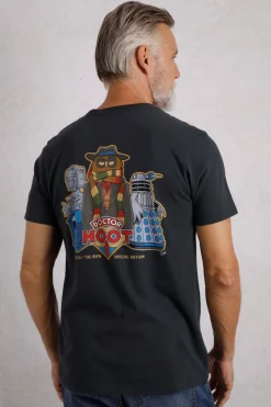 Weird Fish T-Shirts|Doctor Hoot RSPB Charity Back Print Artist T-Shirt Navy