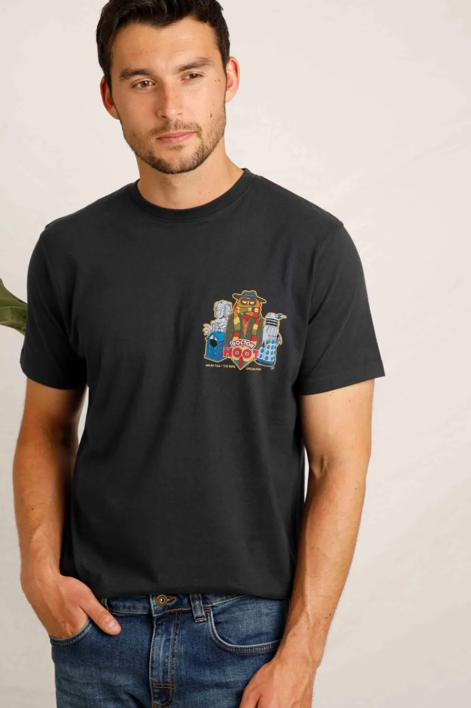 Weird Fish T-Shirts|Doctor Hoot RSPB Charity Back Print Artist T-Shirt Navy