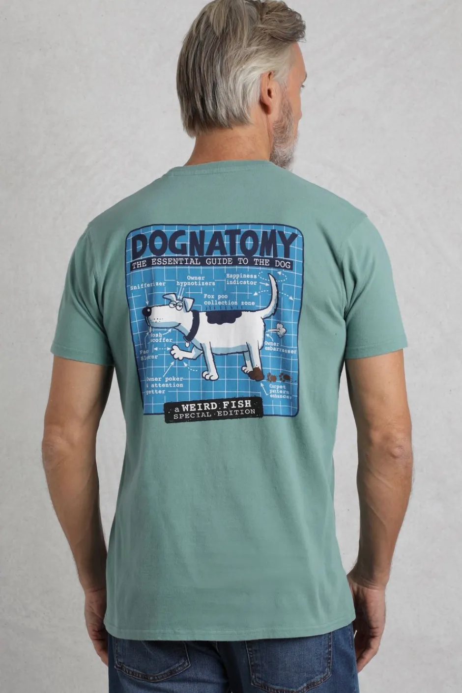 Weird Fish T-Shirts|Dognatomy Back Print Artist T-Shirt Mineral Blue