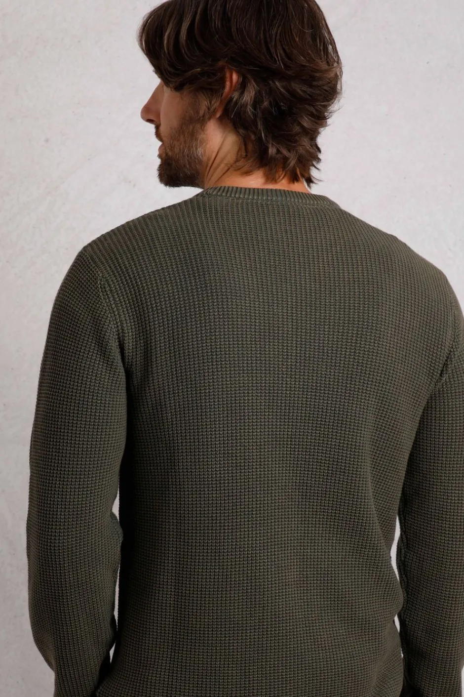 Weird Fish Jumpers & Knitwear|Easton Waffle Crew Neck Jumper Fir Green
