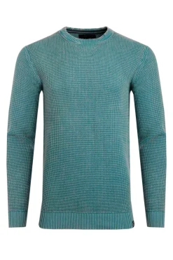 Weird Fish Jumpers & Knitwear|Easton Waffle Crew Neck Jumper Ensign Blue