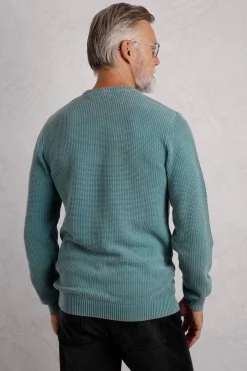 Weird Fish Jumpers & Knitwear|Easton Waffle Crew Neck Jumper Ensign Blue