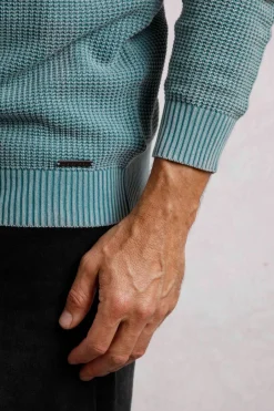 Weird Fish Jumpers & Knitwear|Easton Waffle Crew Neck Jumper Ensign Blue