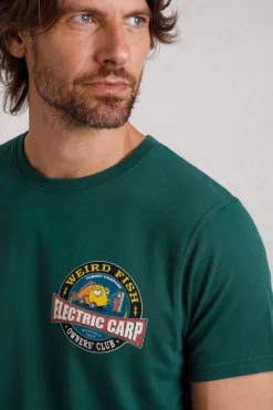 Weird Fish T-Shirts|Electric Carp Back Print Artist T-Shirt Forest Green