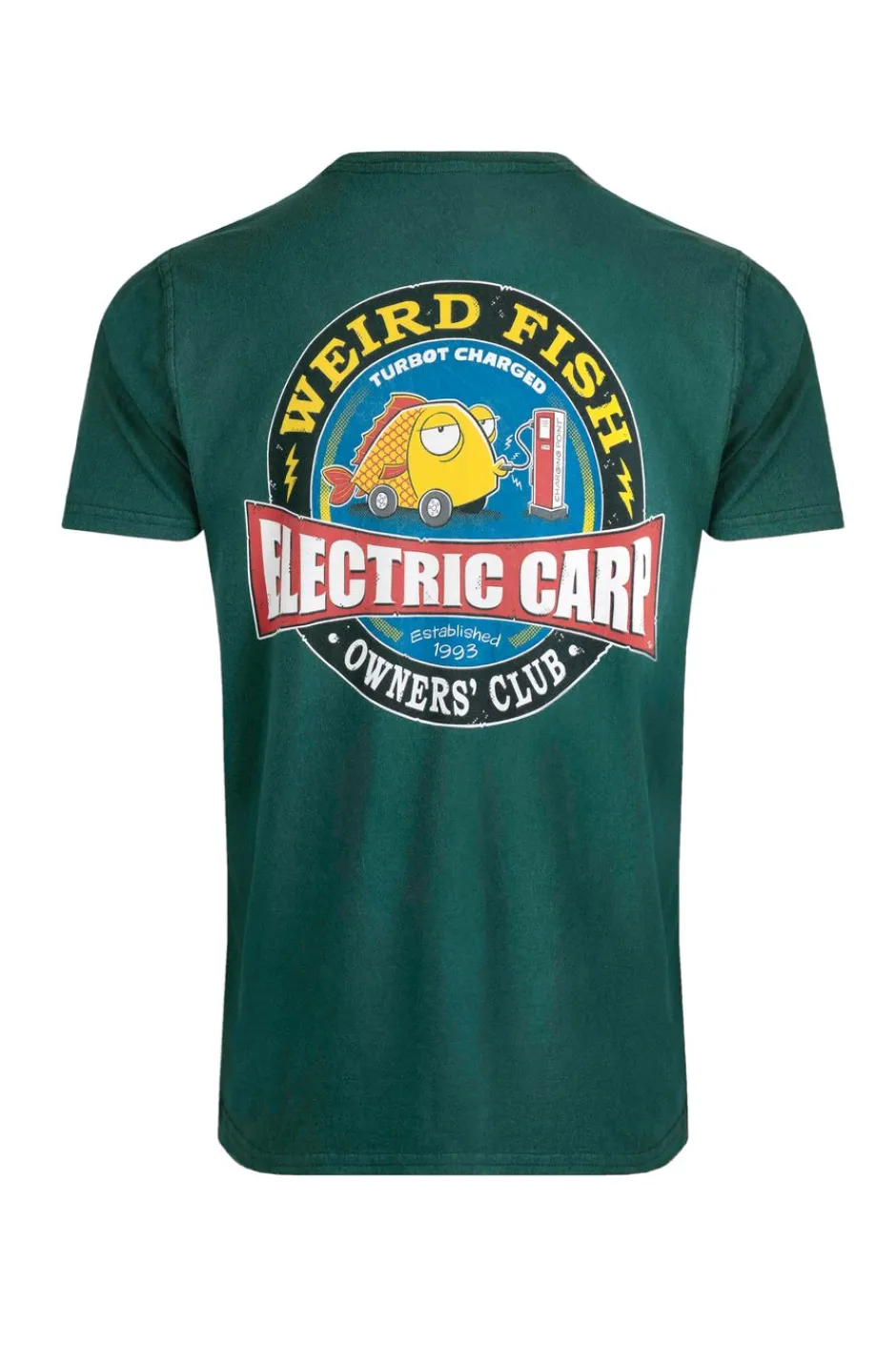 Weird Fish T-Shirts|Electric Carp Back Print Artist T-Shirt Forest Green