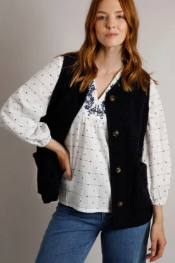 Weird Fish Fleece|Jumpers & Cardigans|Emille Fleece Waistcoat Navy