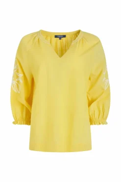 Weird Fish Tunics|Tops & T-Shirts|Emma Embroidered Sleeve Blouse Sunshine Yellow