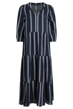 Weird Fish Dresses|Emmy Striped Woven Maxi Dress Navy