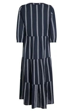Weird Fish Dresses|Emmy Striped Woven Maxi Dress Navy