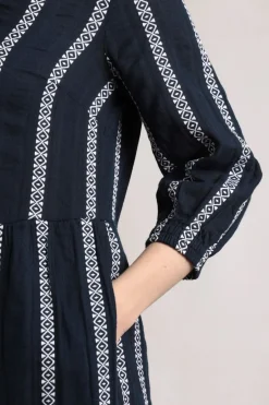 Weird Fish Dresses|Emmy Striped Woven Maxi Dress Navy