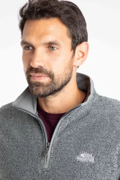 Weird Fish Fleece|Errill Eco 1/4 Zip Textured Fleece Frost Grey
