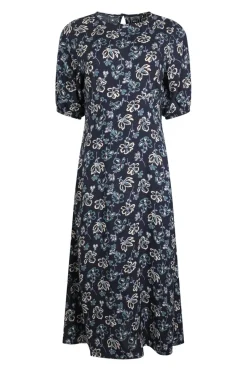 Weird Fish Dresses|Everly LivaEco™ Printed Viscose Dress Black Iris