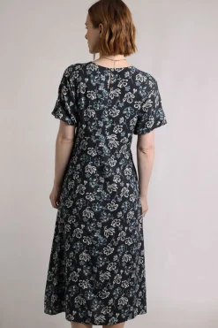 Weird Fish Dresses|Everly LivaEco™ Printed Viscose Dress Black Iris