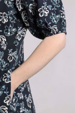 Weird Fish Dresses|Everly LivaEco™ Printed Viscose Dress Black Iris