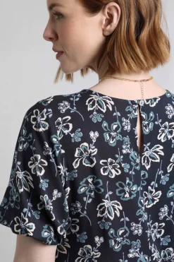 Weird Fish Dresses|Everly LivaEco™ Printed Viscose Dress Black Iris