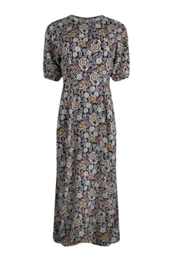 Weird Fish Dresses|Everly LivaEco™ Printed Viscose Dress Navy