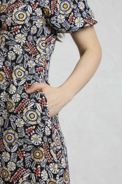 Weird Fish Dresses|Everly LivaEco™ Printed Viscose Dress Navy