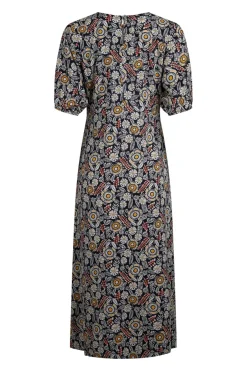 Weird Fish Dresses|Everly LivaEco™ Printed Viscose Dress Navy