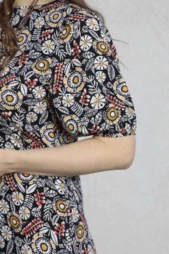 Weird Fish Dresses|Everly LivaEco™ Printed Viscose Dress Navy