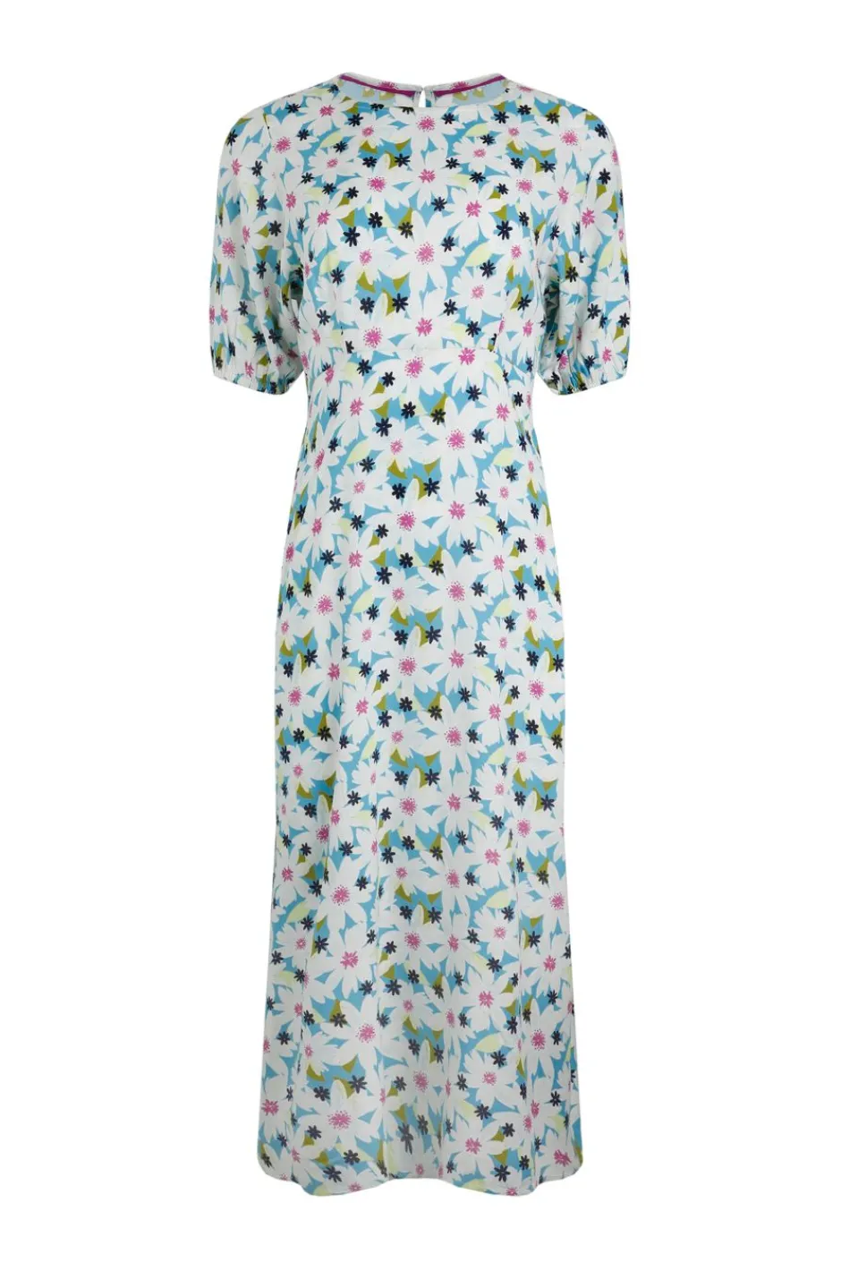 Weird Fish Dresses|Everly LivaEco™ Printed Viscose Dress Washed Blue
