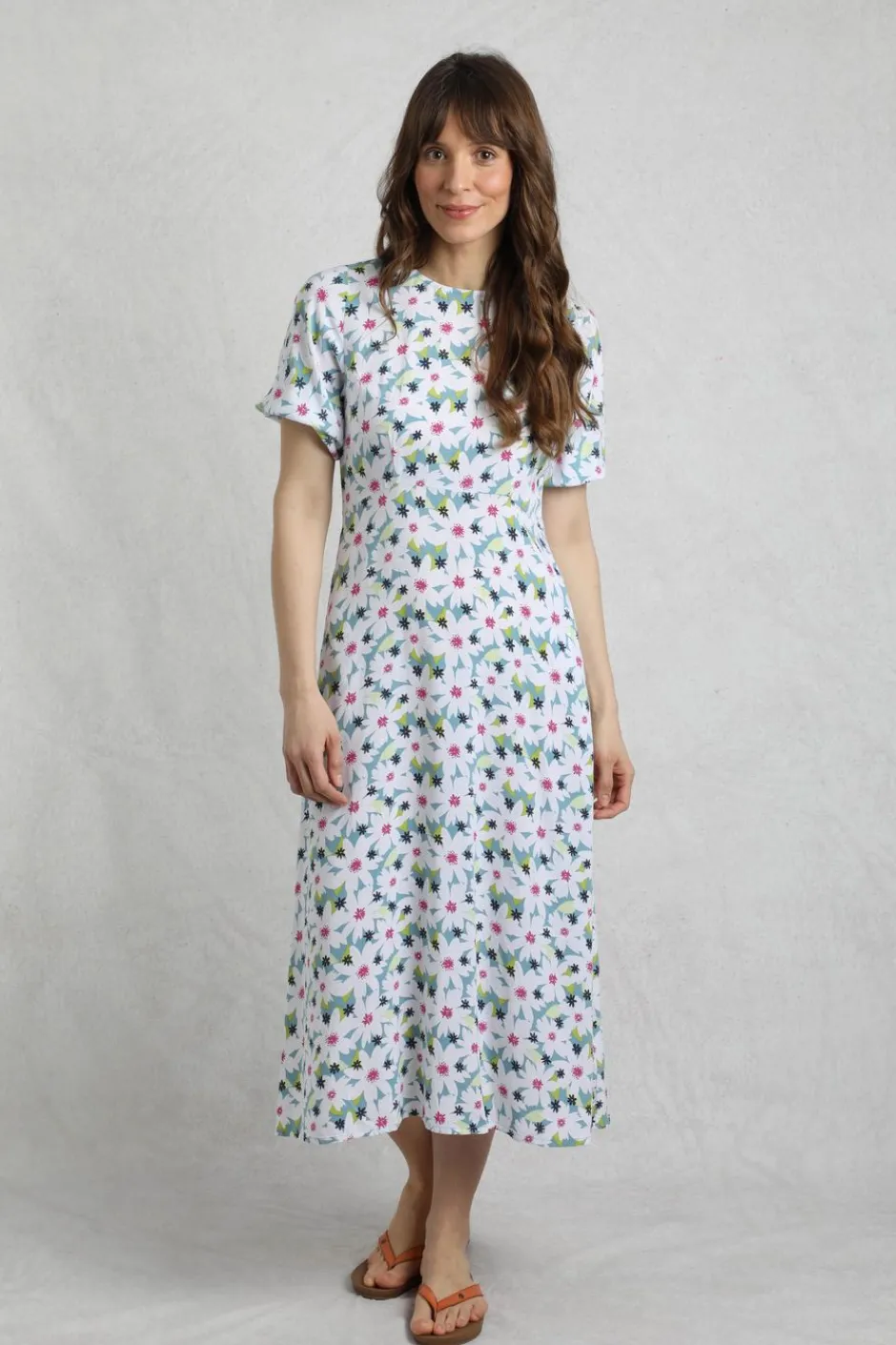 Weird Fish Dresses|Everly LivaEco™ Printed Viscose Dress Washed Blue