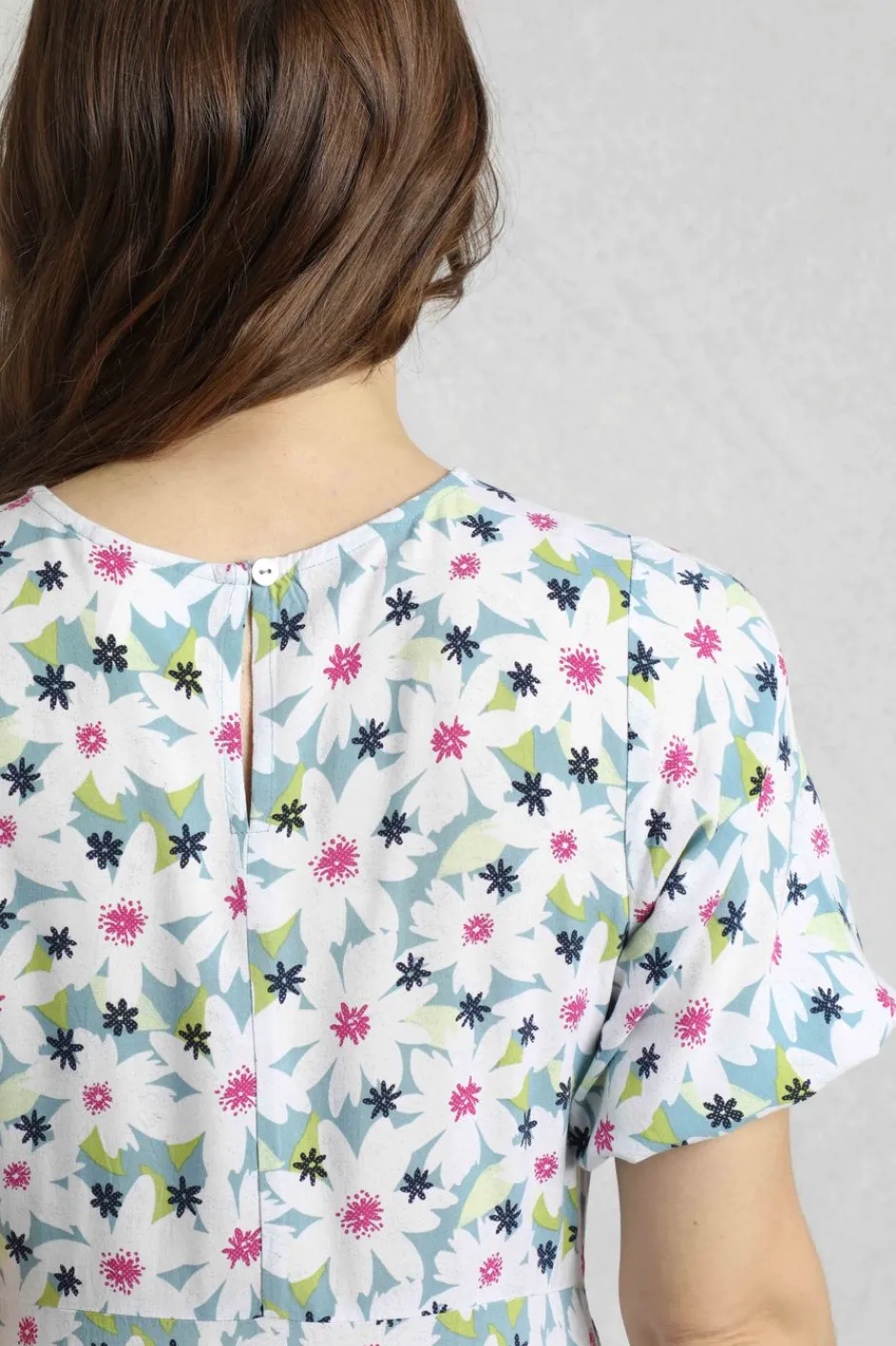 Weird Fish Dresses|Everly LivaEco™ Printed Viscose Dress Washed Blue