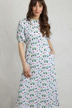 Weird Fish Dresses|Everly LivaEco™ Printed Viscose Dress Washed Blue