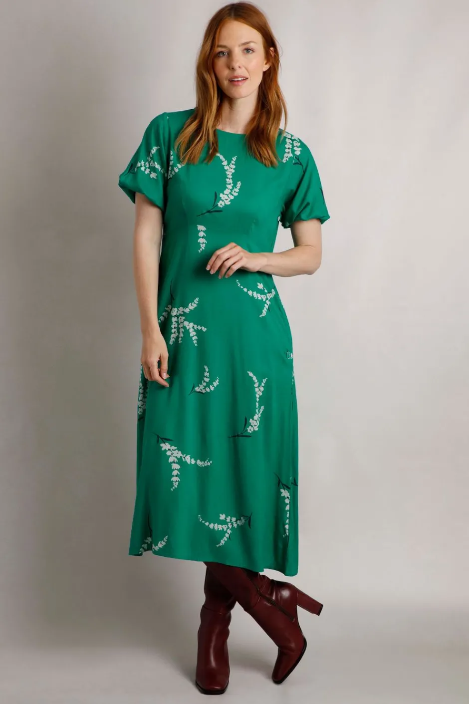 Weird Fish Dresses|Everly LivaEco™ Printed Viscose Dress Evergreen